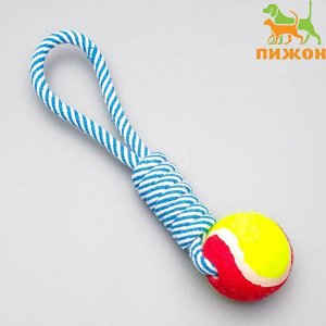 Игрушка канатная плетёная с мячом, до 130 г, до 33 см, микс цветов