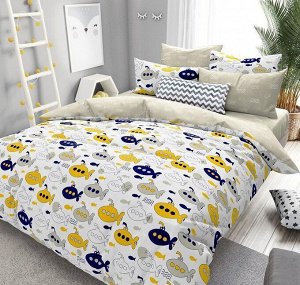 Комплект постельного белья 1,5 спальный из поплина Морской бой БЕЗ комбинирования