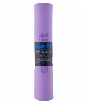 Starfit Коврик для йоги и фитнеса FM-201, TPE, 173x61x0,6 см, фиолетовый пастель/серый