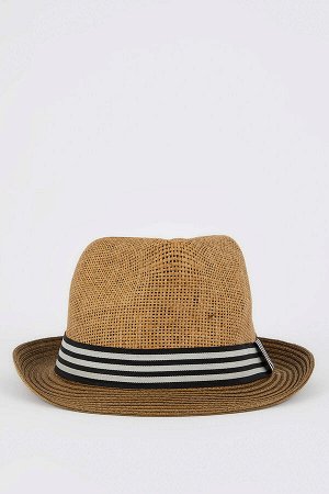 Мужская полосатая соломенная шляпа-федора