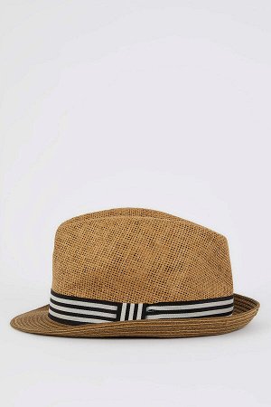 Мужская полосатая соломенная шляпа-федора