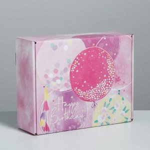 Коробка двухсторонняя складная «Happy birthday», 27 ? 21 ? 9 см