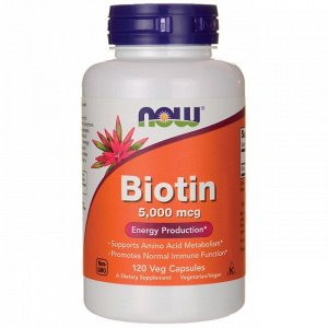 Биотин NOW Biotin 5000 мкг - 120 капс.