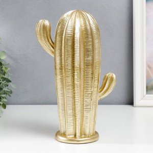 Сувенир полистоун "Колонновидный золотой кактус" 29х10 см