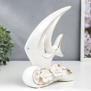 СИМА-ЛЕНД Сувенир керамика &quot;Белая рыбка-скалярия с цветами&quot; 23,5х6х18,5 см