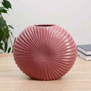 Ваза керамика "хлоя" h-23 см, отверстие 9х5 см, розовый