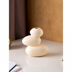 Ваза керамическая "Сбалансированные камни", настольная, бежевая, 21 см