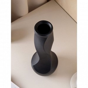 Ваза керамическая "Самбука", напольная, муар, чёрная, 41,5 см