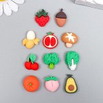 Декор для творчества пластик &quot;Полезные овощи и фрукты&quot; набор 11 шт 1,8х1,5 см