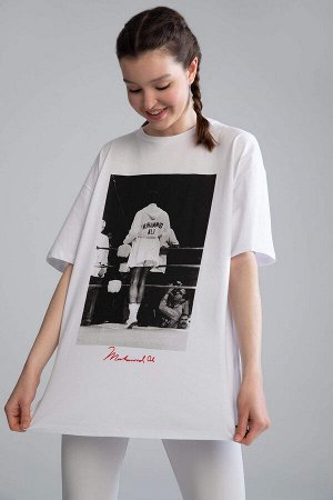 Defacto Fit Muhammed Ali Licensed Oversize-футболка с круглым вырезом и короткими рукавами