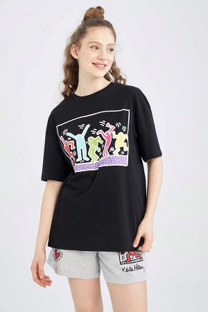 Keith Haring Licensed Oversize-футболка с круглым вырезом и короткими рукавами