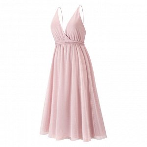 Женское платье, с элементами шнуровки, с открытой спиной, с глубоким вырезом, цвет розовый