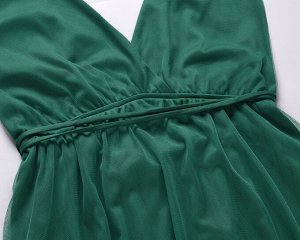 Женское платье, с элементами шнуровки, с открытой спиной, с глубоким вырезом, цвет зеленый