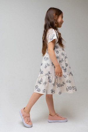Платье для девочки Crockid КР 5748 светло-бежевый меланж, велосипеды к339