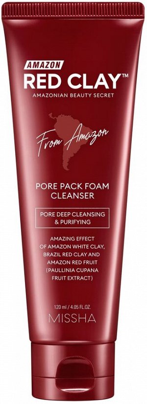 MISSHA Глиняная пенка-маска для очищения кожи лица   Amazon Red Cla Pore Pack Foam Cleanser