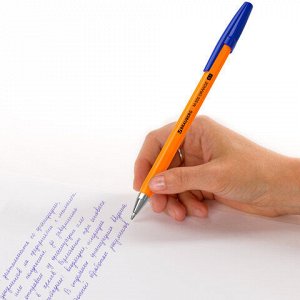 Ручка шариковая BRAUBERG "M-500 ORANGE", СИНЯЯ, корпус оранжевый, узел 0,7мм, линия 0,35мм, 143448
