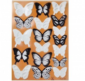 Наклейки 3Д бабочки (черно-белые) - декор для украшения стен