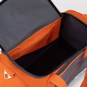 Сумка спортивная на молнии с подкладкой, 3 наружных кармана, цвет серый/оранжевый
