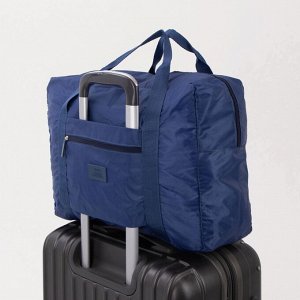 Сумка дорожная, складная в косметичку на молнии, наружный карман, крепление для чемодана, цвет синий