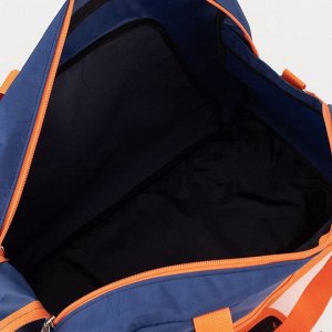 Сумка спортивная на молнии, без подкладки, 2 наружных кармана, цвет синий/оранжевый