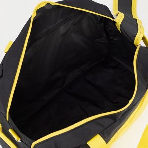Сумка спортивная на молнии, без подкладки, 2 наружных кармана, цвет чёрный/жёлтый