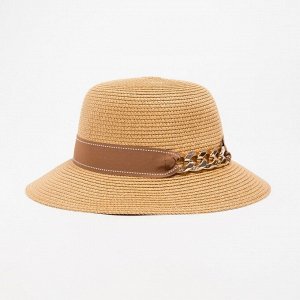 Шляпа женская с цепочкой MINAKU цвет бежевый, р-р 58