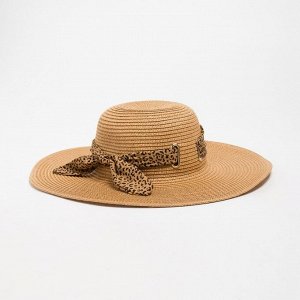 Шляпа женская MINAKU "Leopard" цвет бежевый, р-р 56-58