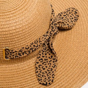Шляпа женская MINAKU Leopard с лентой, бежевая, размер 56-58