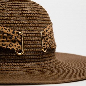 Шляпа женская MINAKU Leopard с лентой, коричневая, размер 56-58