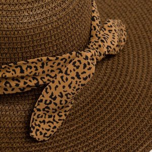 Шляпа женская MINAKU Leopard с лентой, коричневая, размер 56-58