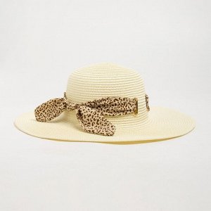 Шляпа женская MINAKU "Leopard" цвет молочный, размер 56-58