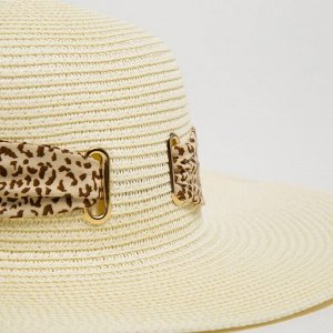 Шляпа женская MINAKU "Leopard" цвет молочный, р-р 56-58