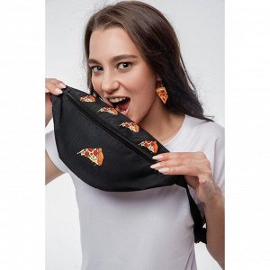 Сумка поясная «Пицца», 32х8х15 см, отдел на молнии, наружный карман, цвет чёрный