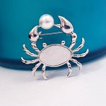 Брошка &quot;Краб&quot;, цвет белый, арт.648.987