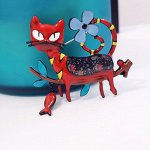 Брошка &quot;Кошка&quot;, цвет красный, арт.648.953