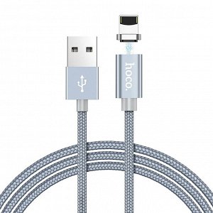 Кабель USB - Apple lightning Hoco U40A магнитный  100см 2A (metal grey)