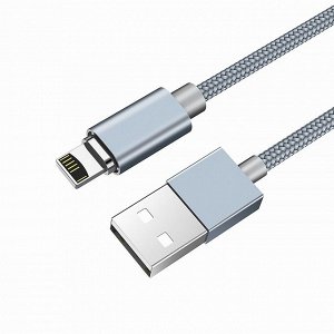 Кабель USB - Apple lightning Hoco U40A магнитный  100см 2A (metal grey)