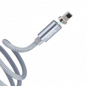 Кабель USB - Apple lightning Hoco U40A магнитный  100см 2A (metal grey)