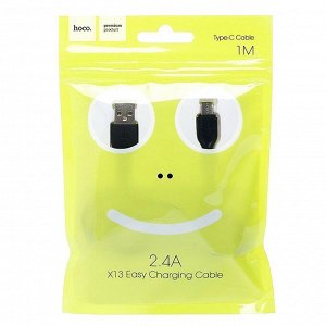 Кабель USB - Type-C Hoco X13 Easy  100см 2,4A (black)