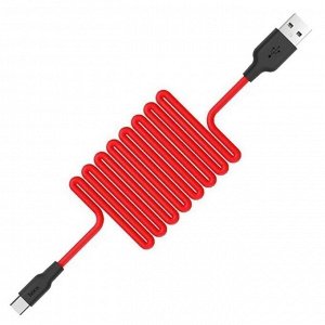 Кабель USB - Type-C Hoco X21 Silicone  100см 3A (black/red)