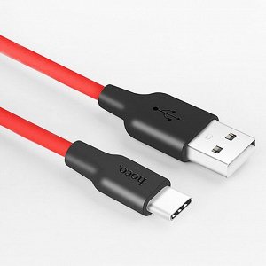 Кабель USB - Type-C Hoco X21 Silicone  100см 3A (black/red)