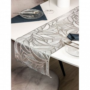 Дорожка на стол Доляна «Листопад», 30?150 см, цвет серебряный