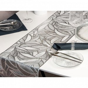 Дорожка на стол Доляна «Листопад», 30?150 см, цвет серебряный
