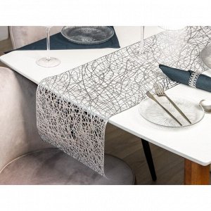 Дорожка на стол Доляна «Паутинка», 30x150 см, цвет серебро