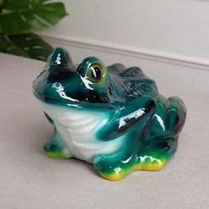 Копилка "Лягушка", глянец, зелёный цвет, керамика, 18 см