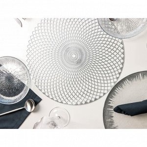 Набор салфеток сервировочных на стол Доляна «Вира», 4 шт, d=38 см, цвет серебро