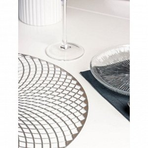 Набор салфеток сервировочных на стол Доляна «Вира», 4 шт, d=38 см, цвет серебро