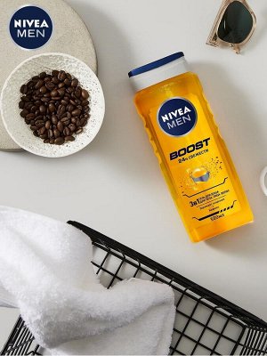 Гель для душа NIVEA MEN Boost 3в1 для тела, лица и волос, 500 мл