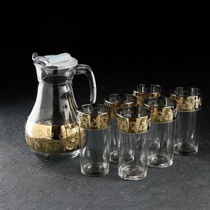 GiDGLASS Набор питьевой с гравировкой и напылением «Мия», 7 предметов: кувшин 1000 мл, 6 стаканов 230 мл