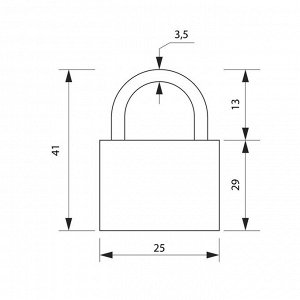 Замок навесной, тип 10, 25х42 мм, 2 ключа